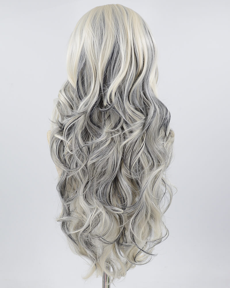 Black Platinum Blonde Synthetic Lace Front Wig WT230