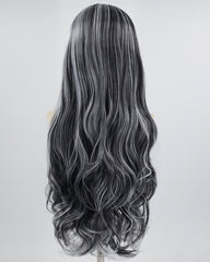 White Black Wavy Synthetic Lace Front Wig WW630