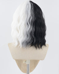 Black White Curly Synthetic Wig HW546