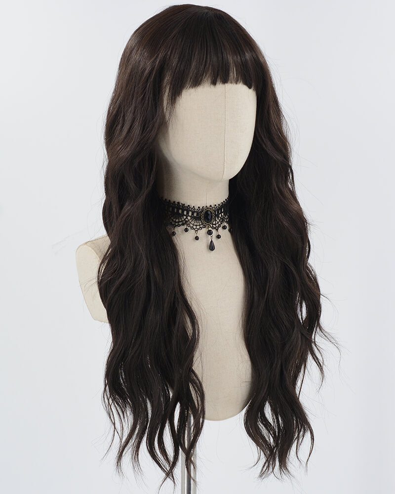 Natural Black Long Curly Synthetic Wig HW561