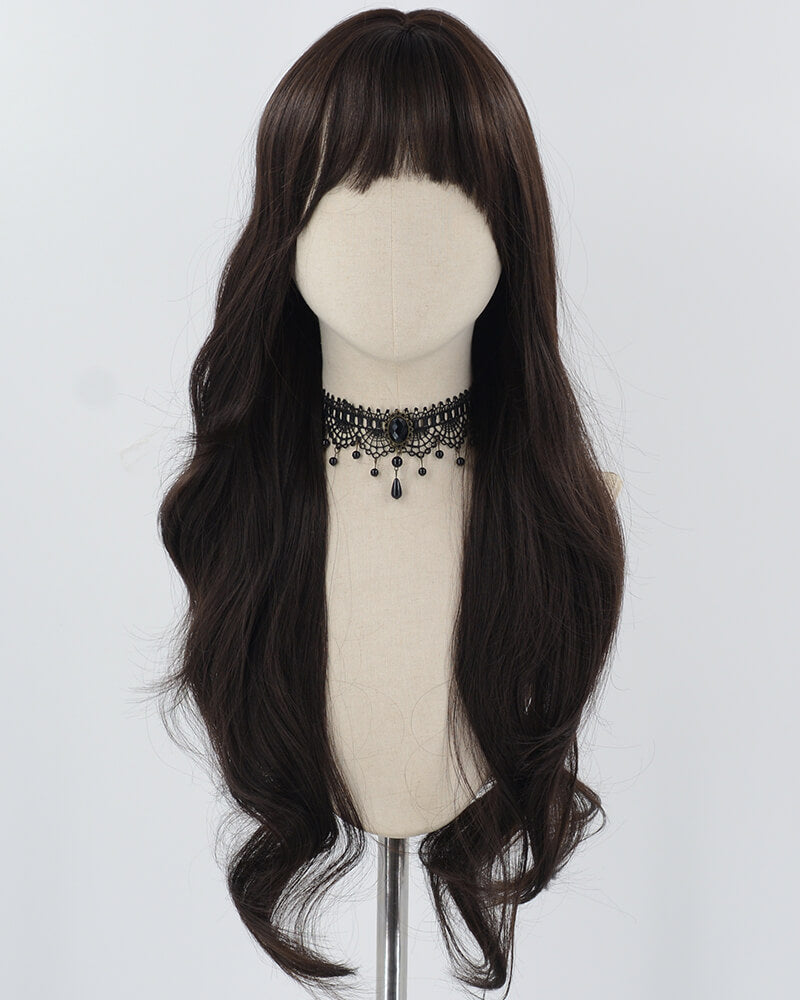 Natural Black Long Wavy Synthetic Wig HW596