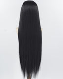 30Inch Long Black Synthetic Lace Front Wig WW965