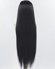 30Inch Long Black Synthetic Lace Front Wig WW965