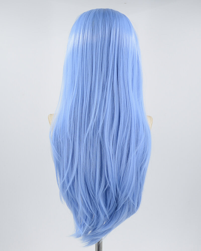 Silver Streaked Blue Synthetic Lace Front Wig WT222