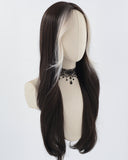 White Blonde Strunk Stripe Ombre Black Synthetic Wig HW499
