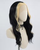 Blonde Skunk Stripe Black Synthetic Lace Front Wig WW585