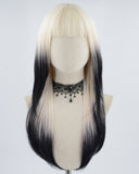 White Blonde Ombre Black Synthetic Wig HW275
