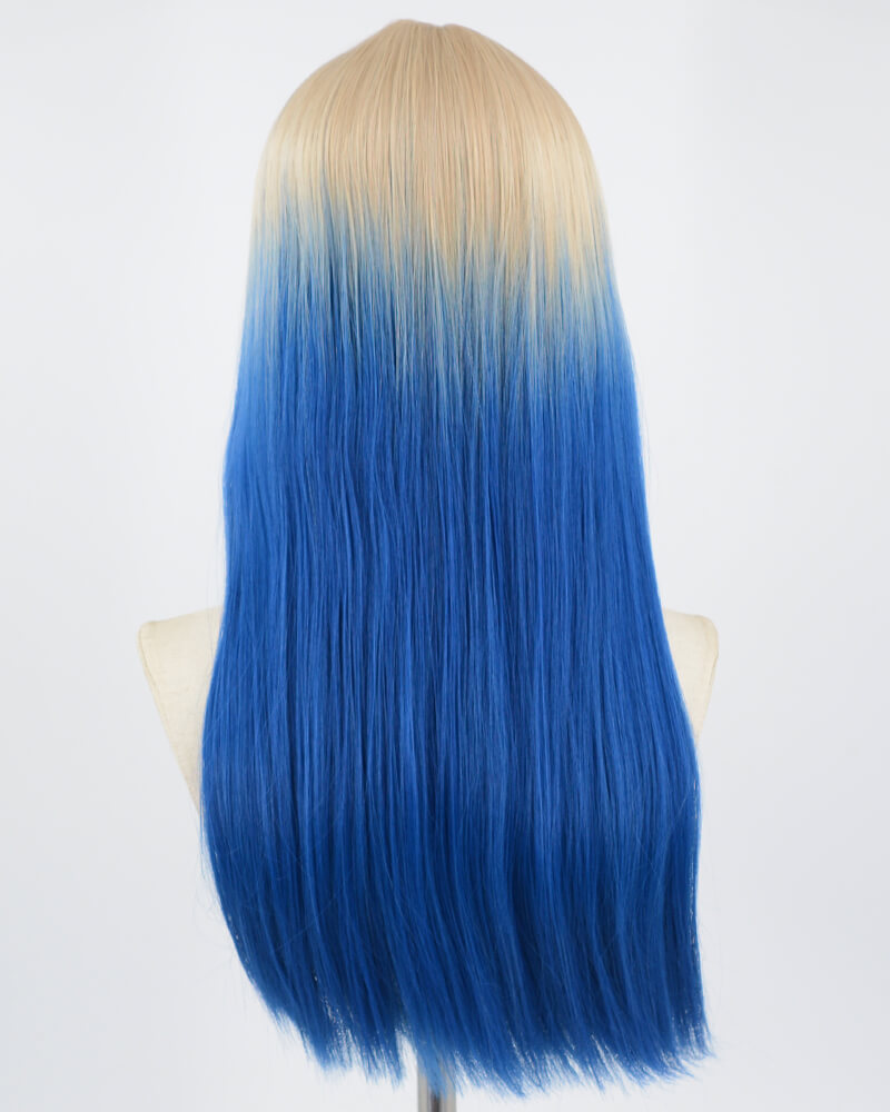 Blonde Blue Straight Synthetic Wig HW311