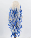 Blue Ombre Blonde Wavy Synthetic Wig HW766