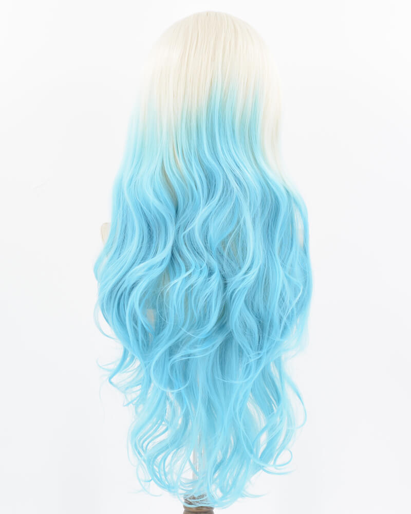 Blonde Blue Long Wavy Synthetic Lace Front Wig WW716