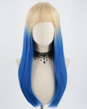 Blonde Blue Straight Synthetic Wig HW311