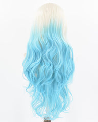 Blonde Blue Long Wavy Synthetic Lace Front Wig WW716