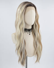 Blonde Skunk Stripe Brown Curly Synthetic Lace Front Wig WW635