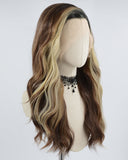 Ombre Blonde Brown Synthetic Lace Front Wig WW595