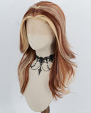 Red Brown Skunk Stripe Blonde Synthetic Lace Front Wig WW1067