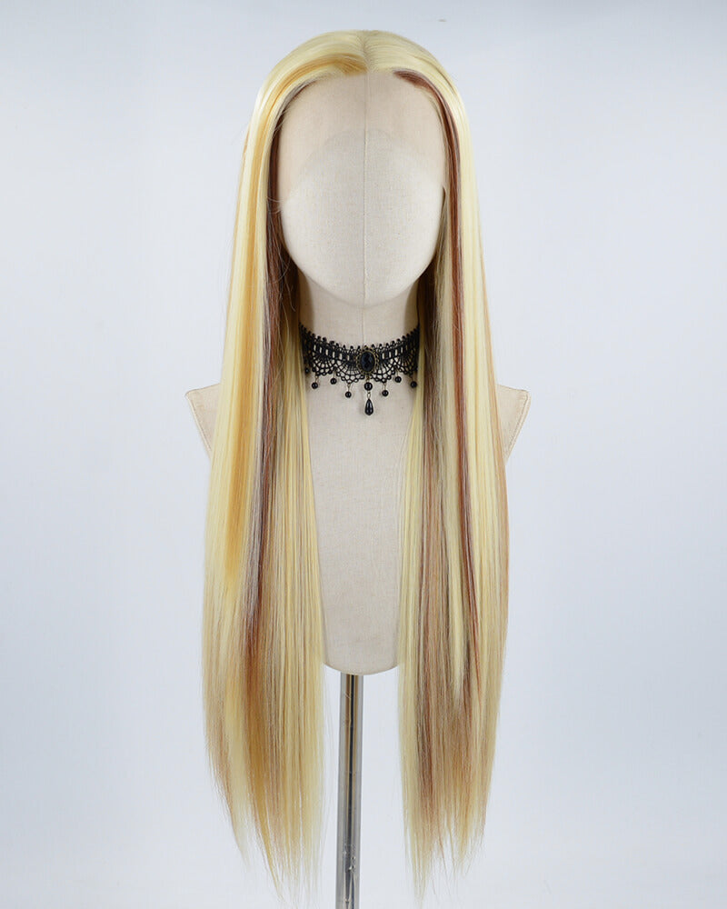 Blonde Highlights Brown Synthetic Lace Front Wig WW555