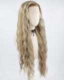 Brown Ombre Blonde Long Curly Synthetic Lace Front Wig WW695