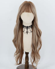 30Inch Long Brown Highlight Blonde Synthetic Wig HW866