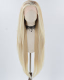30Inch Skunk Stripe Blonde Brown Synthetic Lace Front Wig WW804