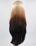 Long Blonde Ombre Black Synthetic Lace Front Wig WW362