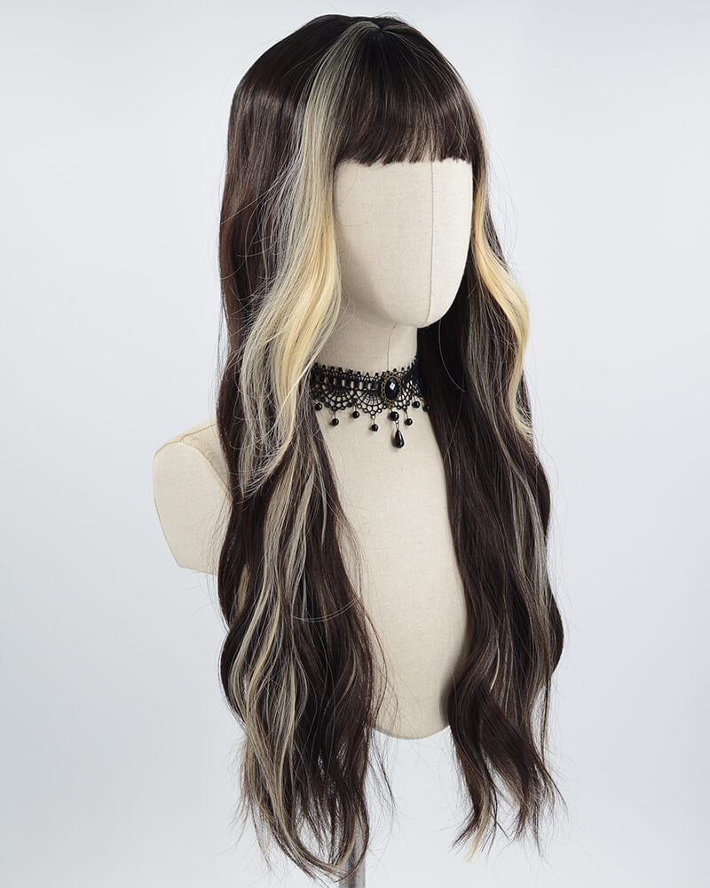Blonde Brown Long Wavy Synthetic Wig HW297