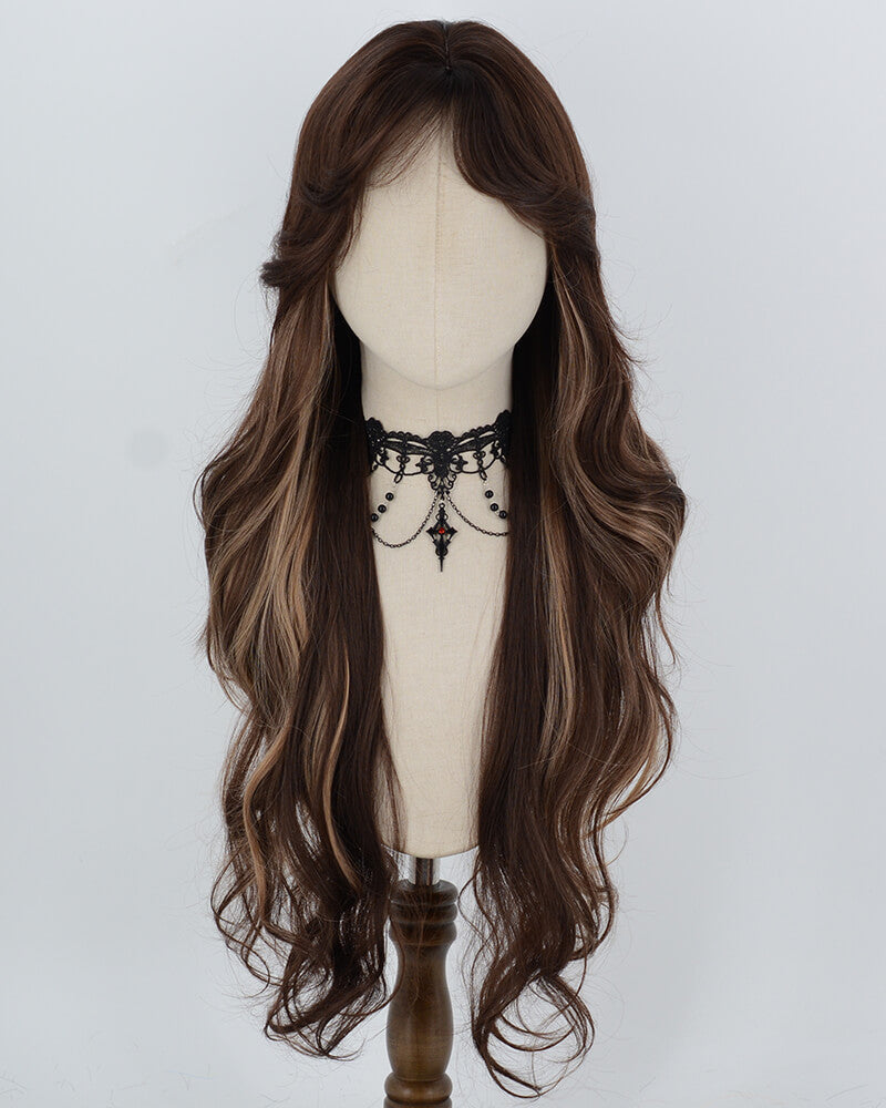 Long Brown Highlights Blonde Synthetic Wig HW837