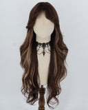 Long Brown Highlights Blonde Synthetic Wig HW837