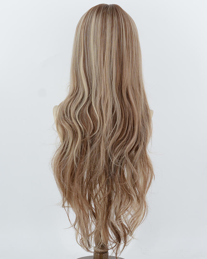 30Inch Long Brown Highlight Blonde Synthetic Wig HW866