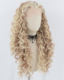 Blonde Brown Long Curly Synthetic Lace Front Wig WW744