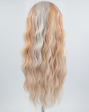 Blonde White Highlights Curly Synthetic Lace Front Wig WW637