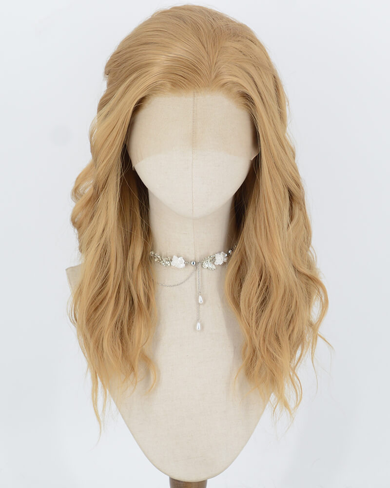 Golden Blonde Curly Synthetic Lace Front Wig WW1079