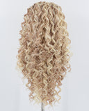 Blonde Brown Long Curly Synthetic Lace Front Wig WW744