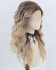 Brown Ombre Blonde Curly Synthetic Lace Front Wig WW1054