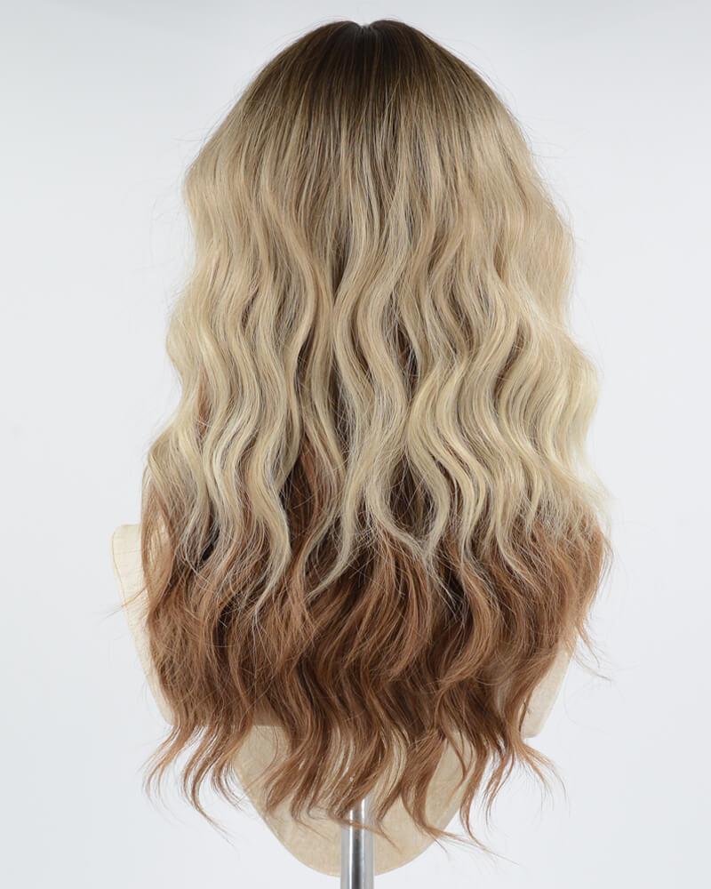 Ombre Blonde Brown Curly Synthetic Wig HW456