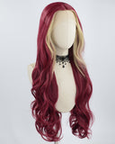 Blonde Highlights Wine Red Synthetic Lace Front Wig WT235