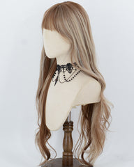 30Inch Long Brown Highlight Blonde Synthetic Wig HW866