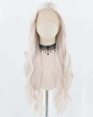 White Grey Long Wavy Synthetic Lace Front Wig WT261