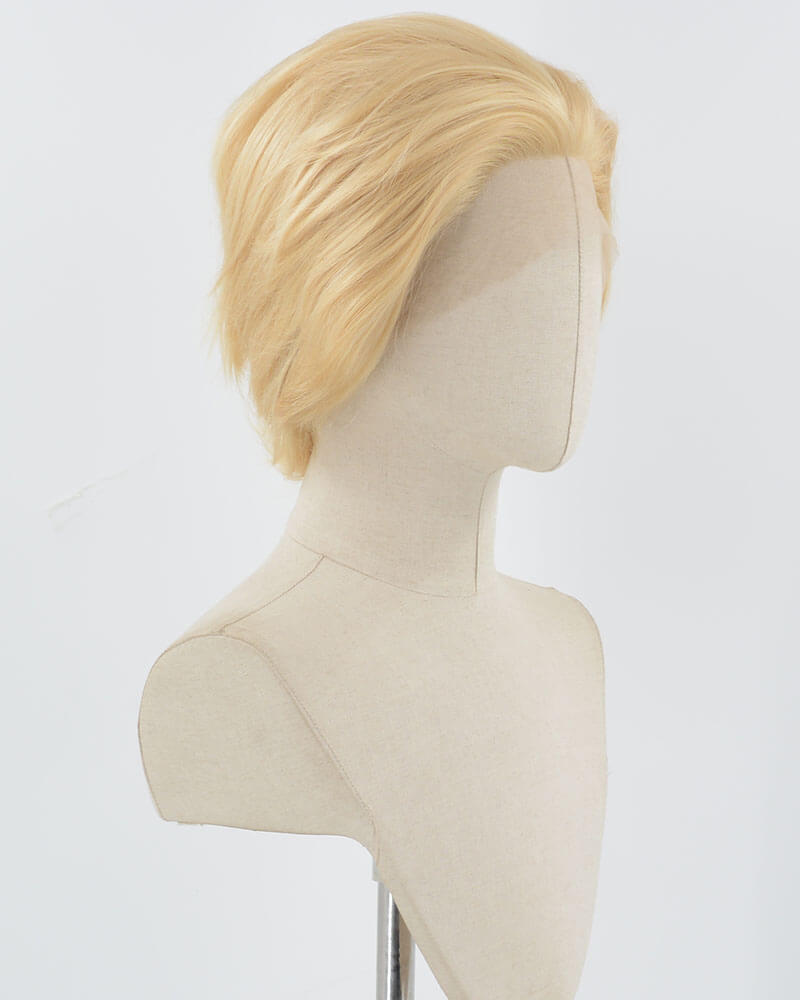 Golden Short Synthetic Lace Front Men's Wig MW003