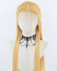 Yellow Blonde Straight Synthetic Lace Front Men's Wig MW060