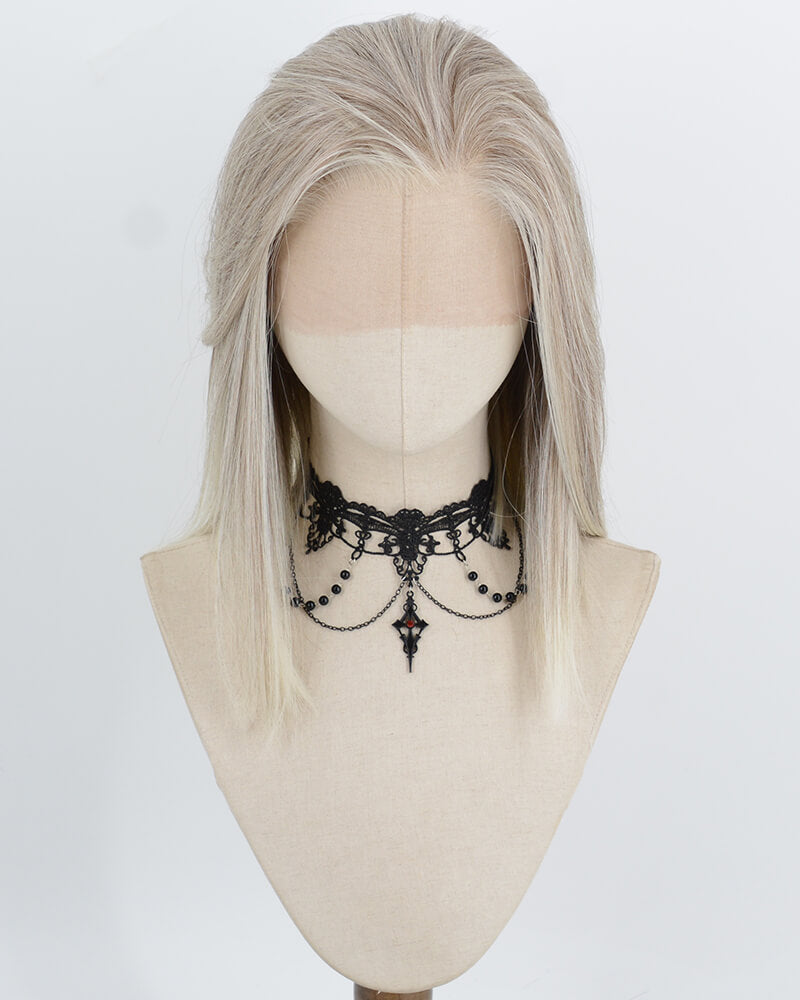 Mixed Grey Blonde Ombre Synthetic Lace Front Wig WW1066