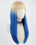 Blonde Blue Straight Synthetic Wig HW311