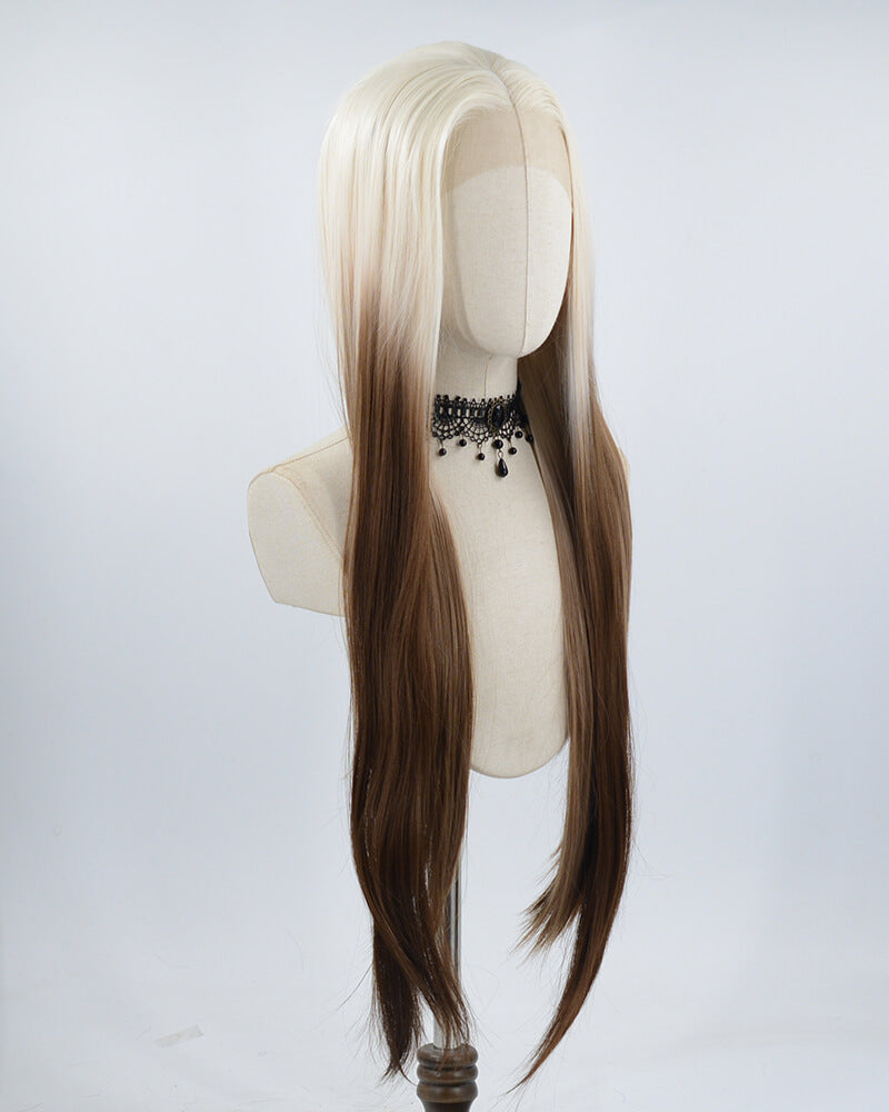 30Inch Blonde Ombre brown Synthetic Lace Front Wig WW539