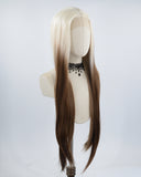 30Inch Blonde Ombre brown Synthetic Lace Front Wig WW539