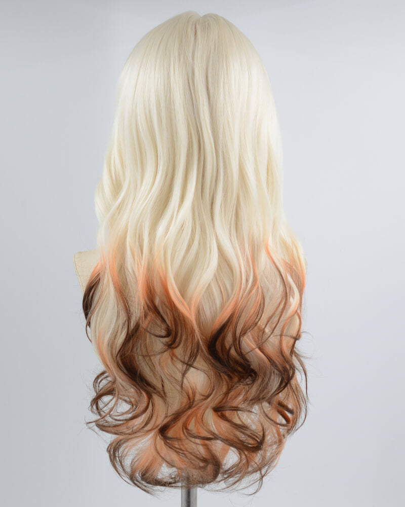 White Blonde Ombre Brown Synthetic Lace Front Wig WW627
