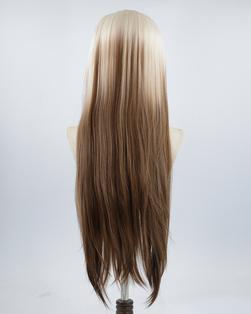 30Inch Blonde Ombre brown Synthetic Lace Front Wig WW539