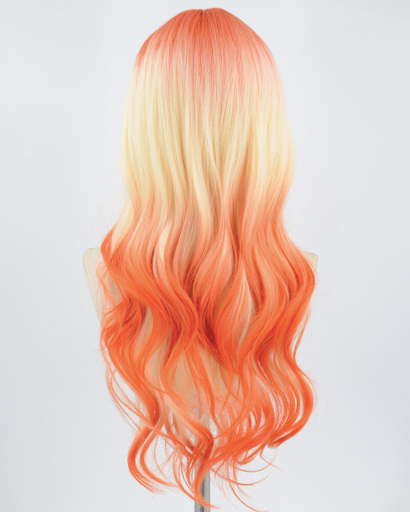 Blonde Ombre Orange Long Wavy Synthetic Wig HW313
