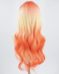 Blonde Ombre Orange Long Wavy Synthetic Wig HW313
