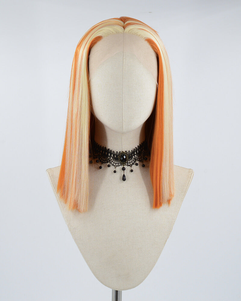 Blonde Orange Short Synthetic Lace Front Wig WW512