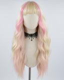 Pink Blonde Curly Synthetic Wig HW375