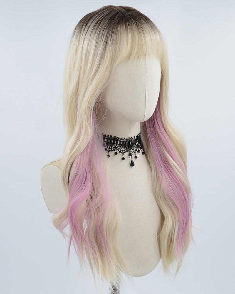 Ombre Blonde Pink Synthetic Wig HW291